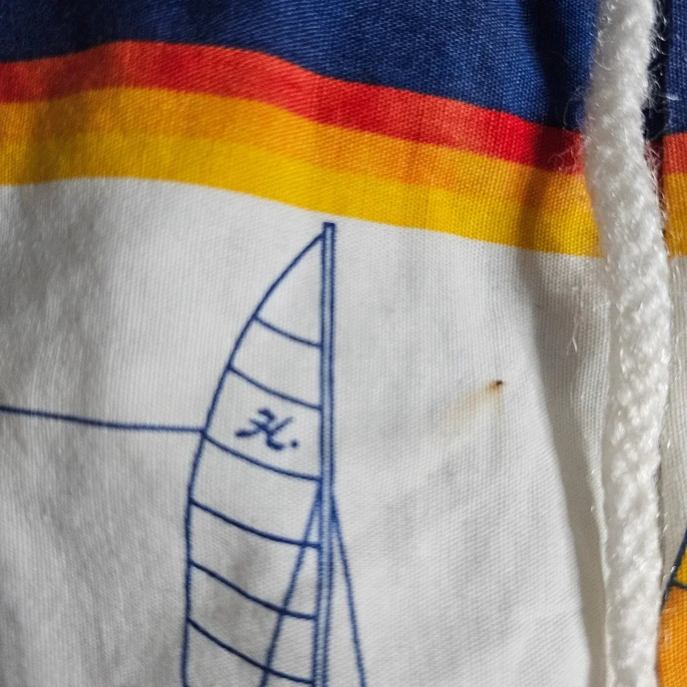 Vintage Hobie Sailboat Board Shorts Mens 34 Blue Rainbow Stripe 80s Surf Trunks